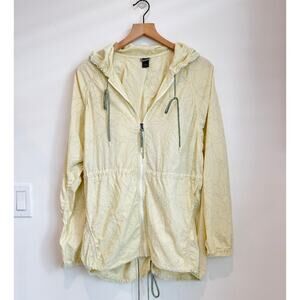 PrAna Lightweight Yellow Zip-Up Windbreaker Grey Floral Print Size Small